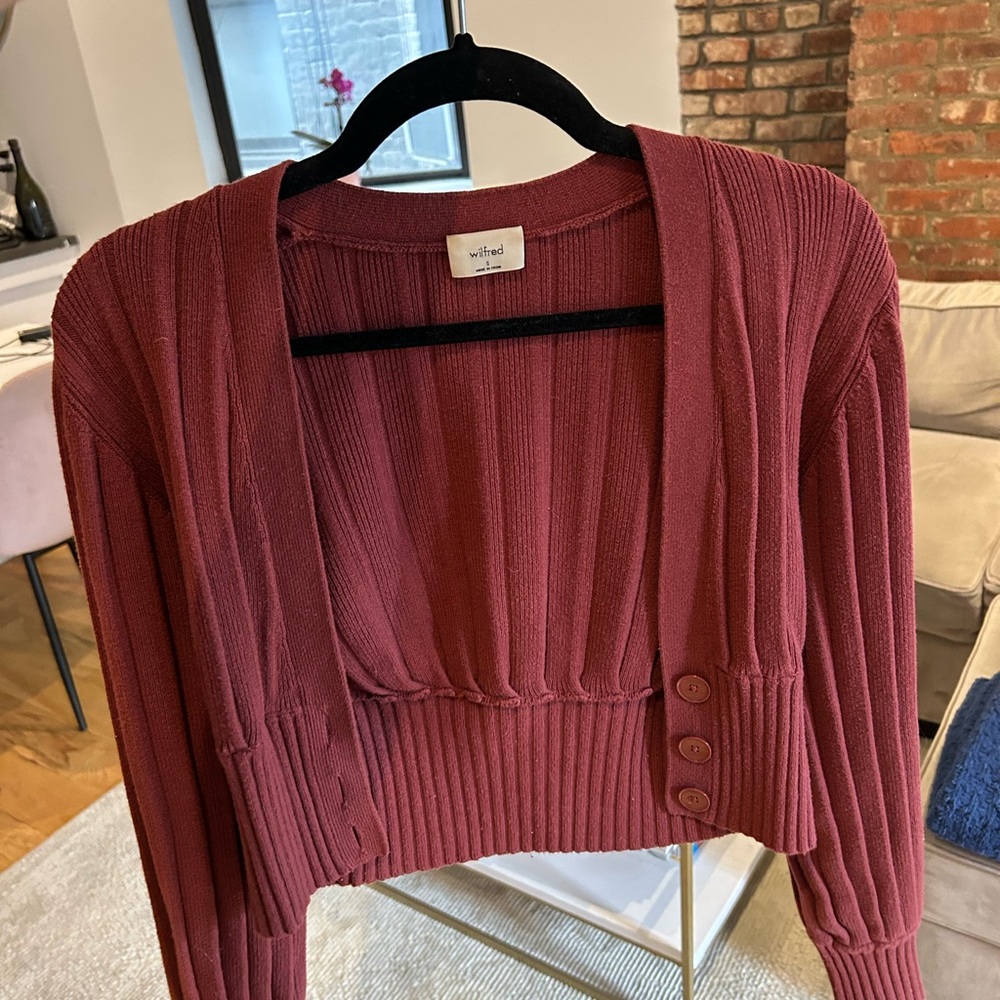 Wilfred plunge front Cardigan in Deep Red